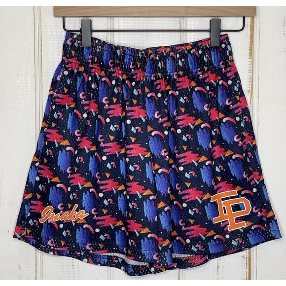 Inaka Power Shorts Mens Small Blue Pink Retro Print 5" Lightweight Stretch Mesh - Picture 1 of 9